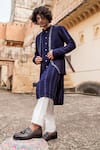 Soniya G_Blue Crepe Embroidered Bundi And Kurta Set_Online_at_Aza_Fashions