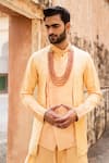 Shop_Soniya G_Beige Silk Kurta Set With Jacket _at_Aza_Fashions