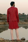 Shop_Soniya G_Red Silk Embroidered Floral Kurta Bundi Set _at_Aza_Fashions