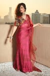 Buy_Medha_Orange Chiffon Tie Dye Saree  _at_Aza_Fashions