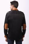 Shop_Cosa Nostraa_Black Giza Cotton, Vegan Suede Panelled Shirt _at_Aza_Fashions