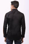 Shop_Cosa Nostraa_Black Giza Cotton, Vegan Suede Contrast Panelled Shirt _at_Aza_Fashions