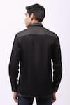 Shop_Cosa Nostraa_Black Giza Cotton, Premium Glitter Contrast Metallic Panelled Shirt _at_Aza_Fashions