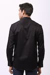 Shop_Cosa Nostraa_Black Giza Cotton, Vegan Suede Contrast Striped Shirt _at_Aza_Fashions