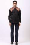 Buy_Cosa Nostraa_Black Giza Cotton, Premium Glitter Panelled Shirt _at_Aza_Fashions