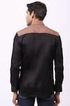 Shop_Cosa Nostraa_Black Giza Cotton, Premium Glitter Panelled Shirt _at_Aza_Fashions