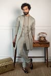 Buy_Contrast By Parth_Green Quilted Jacket And Pant Set _at_Aza_Fashions