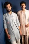 Buy_Contrast By Parth_Blue Pure Silk Jacket And Pant Set _Online_at_Aza_Fashions