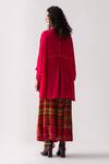Shop_ASEEM KAPOOR_Pink Natural Crepe Spread Collar Mandala Flared Trapeze Shirt  _at_Aza_Fashions