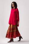 ASEEM KAPOOR_Pink Natural Crepe Spread Collar Mandala Flared Trapeze Shirt  _Online_at_Aza_Fashions