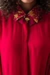 ASEEM KAPOOR_Pink Natural Crepe Spread Collar Mandala Flared Trapeze Shirt  _at_Aza_Fashions