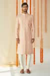 Buy_Tisa - Men_Pink Viscose Polyester Embroidered Sherwani Set _at_Aza_Fashions