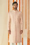 Buy_Tisa - Men_Pink Viscose Polyester Embroidered Sherwani Set _Online_at_Aza_Fashions