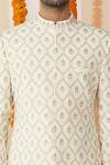 Tisa - Men_White Organic Cotton Embroidered Sherwani Set For Men_Online_at_Aza_Fashions
