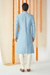 Shop_Tisa - Men_Blue Silk Embroidered Sherwani Set _at_Aza_Fashions