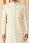 Tisa - Men_White Silk Embroidered Sherwani Set For Men_Online_at_Aza_Fashions