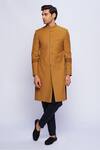 Shop_Tisa - Men_Yellow Embroidered Sherwani _at_Aza_Fashions