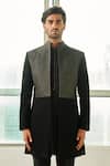 Tisa - Men_Black Viscose Polyester Embroidered Sherwani And Pant Set _Online_at_Aza_Fashions