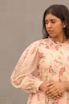 Shop_Shasha Gaba_Peach Silk Organza Hand Embroidered Gown_Online_at_Aza_Fashions