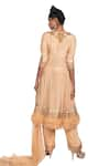 Shop_Debarun_Beige Crepe And Net Embroidery Cutdana & Thread V Neck Kurta & Pant Set  _at_Aza_Fashions