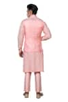 Shop_Debarun_Pink Dola Silk Embroidered Floral Cotton Tussar Bundi And Kurta Set  _at_Aza_Fashions