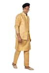 Debarun_Beige Handloom Cotton Embroidered Floral Tussar Bundi And Kurta Set  _Online_at_Aza_Fashions