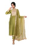 Buy_Debarun_Green Chanderi Embroidery Gota And Sequin Band Kurta Set  _at_Aza_Fashions