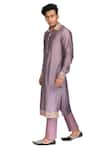 Buy_Debarun_Grey Handloom Cotton Embroidered Gota Work Chanderi Kurta Set  _Online_at_Aza_Fashions