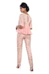 Shop_Debarun_Pink Crepe And Georgette Embroidery Gota V Neck Top & Pant Set  _at_Aza_Fashions