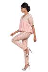 Buy_Debarun_Pink Crepe And Georgette Embroidery Gota V Neck Top & Pant Set  _Online_at_Aza_Fashions