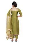 Shop_Debarun_Green Chanderi Embroidery Gota And Sequin Band Kurta Set  _at_Aza_Fashions