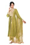 Debarun_Green Chanderi Embroidery Gota And Sequin Band Kurta Set  _Online_at_Aza_Fashions