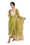 Buy_Debarun_Green Chanderi Embroidery Gota And Sequin Band Kurta Set  _Online_at_Aza_Fashions