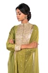 Shop_Debarun_Green Chanderi Embroidery Gota And Sequin Band Kurta Set  _Online_at_Aza_Fashions