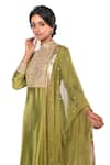 Debarun_Green Chanderi Embroidery Gota And Sequin Band Kurta Set  _at_Aza_Fashions