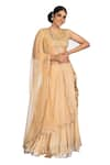 Buy_Debarun_Beige Crepe Embroidery Gota And Zardozi Round Chanderi Lehenga Set _at_Aza_Fashions