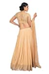 Shop_Debarun_Beige Crepe Embroidery Gota And Zardozi Round Chanderi Lehenga Set _at_Aza_Fashions