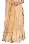 Debarun_Beige Crepe Embroidery Gota And Zardozi Round Chanderi Lehenga Set _at_Aza_Fashions