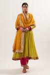 Buy_Heena Kochhar_Green Chanderi Anarkali Set_at_Aza_Fashions