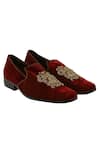 Buy_Veruschka by Payal Kothari_Maroon Velvet Embroidered Loafers _at_Aza_Fashions