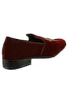 Shop_Veruschka by Payal Kothari_Maroon Velvet Embroidered Loafers _Online_at_Aza_Fashions