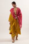 Buy_Heena Kochhar_Yellow Chanderi Embroidered Kurta Salwar Set_at_Aza_Fashions