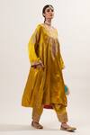 Heena Kochhar_Yellow Chanderi Embroidered Kurta Salwar Set_Online_at_Aza_Fashions