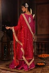 Shop_Ruh Clothing_Pink Kurta And Pant Chanderi Dupatta Net Chikankari Gharara Set _at_Aza_Fashions