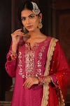 Shop_Ruh Clothing_Pink Kurta And Pant Chanderi Dupatta Net Chikankari Gharara Set _Online_at_Aza_Fashions