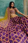 Swati Vijaivargie_Purple Chanderi Silk Round Floral Motif Lehenga Set _Online_at_Aza_Fashions