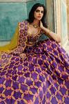 Buy_Swati Vijaivargie_Purple Chanderi Silk Round Floral Motif Lehenga Set _Online_at_Aza_Fashions