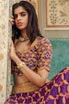 Shop_Swati Vijaivargie_Purple Chanderi Silk Round Floral Motif Lehenga Set _Online_at_Aza_Fashions