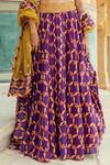 Swati Vijaivargie_Purple Chanderi Silk Round Floral Motif Lehenga Set _at_Aza_Fashions
