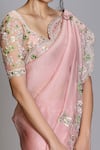 Shop_Anushree Reddy_Pink Organza Saree With Embroidered Blouse_at_Aza_Fashions
